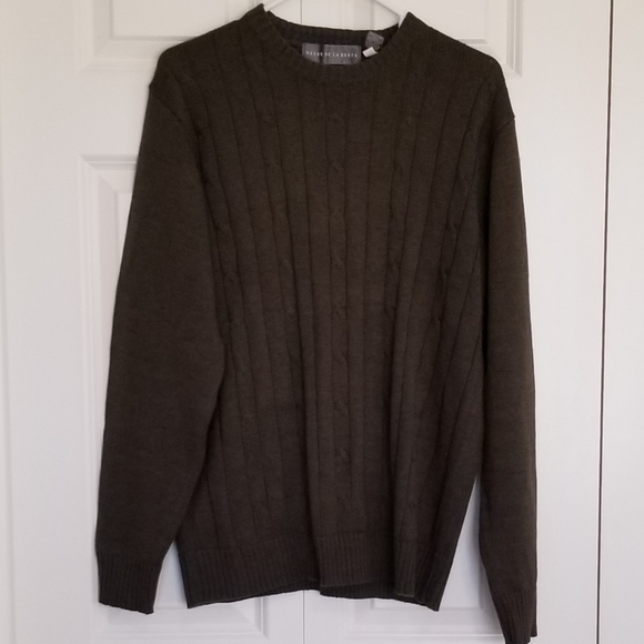 Oscar de la Renta Other - Oscar De La Renta olive green cotton blend long sleeve cable knit sweater SZ Med